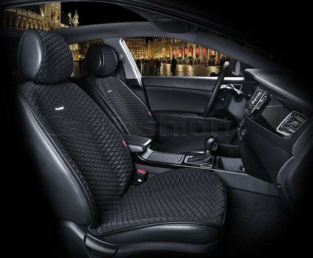 Накидки универсальные CarFashion Palermo на передние сидения авто, цвет Черный/Черный. Артикул 21750