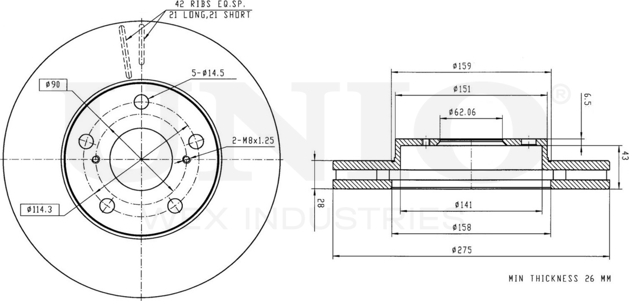 Диск тормозной (Unio). Артикул BRD-20188