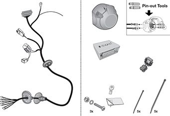 Штатная электрика фаркопа Hak-System (полный комплект) 7-полюсная для Ford Focus IV 3/5 дв., Kombi 2018-2026. Артикул 12060578