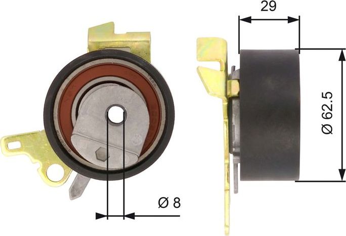 Натяжной ролик (натяжитель) ремня ГРМ Gates PowerGrip®. Артикул T43022