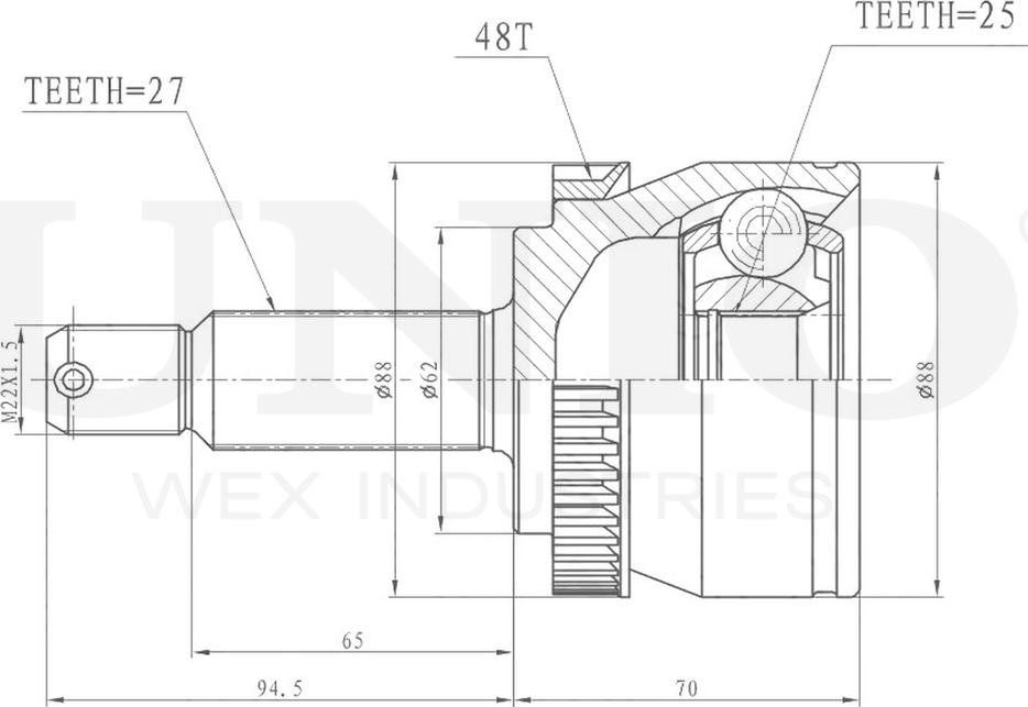 ШРУС наружный (Unio). Артикул CVJ-20299