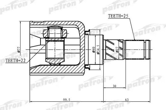Шрус наружный (граната) Patron. Артикул PCV1405