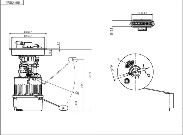 МОДУЛЬ ПОДАЧИ ТОПЛИВА (С ДАТЧИКОМ УРОВНЯ ТОПЛИВА) (Ukorauto) Ukorauto. Артикул UFD15290001