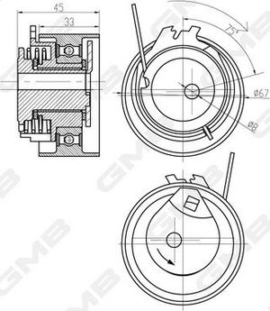 Натяжной ролик (натяжитель) ремня ГРМ GMB для ГАЗ Соболь 1994-2013. Артикул GTB0370