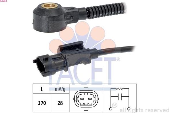 Датчик детонации Facet Made in Italy - OE Equivalent. Артикул 9.3252