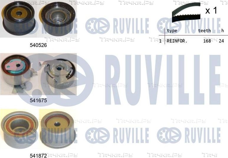 Ремень ГРМ с роликами (комплект) Ruville для Cadillac BLS 2007-2009. Артикул 550318