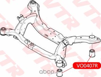 Сайлентблок подрамника задней подвески (VTR). Артикул VO0407R