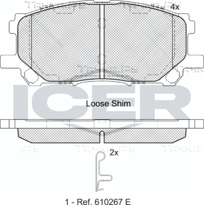 Тормозные колодки Icer передние для Toyota Highlander I (U20) 2003-2010. Артикул 181584