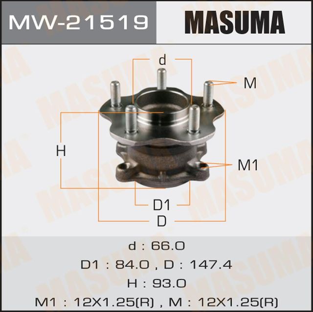 Ступица колеса с интегрированным подшипником Masuma. Артикул MW-21519