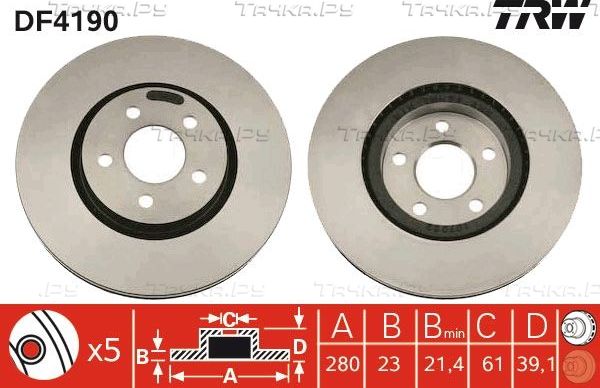 Тормозной диск TRW. Артикул DF4190