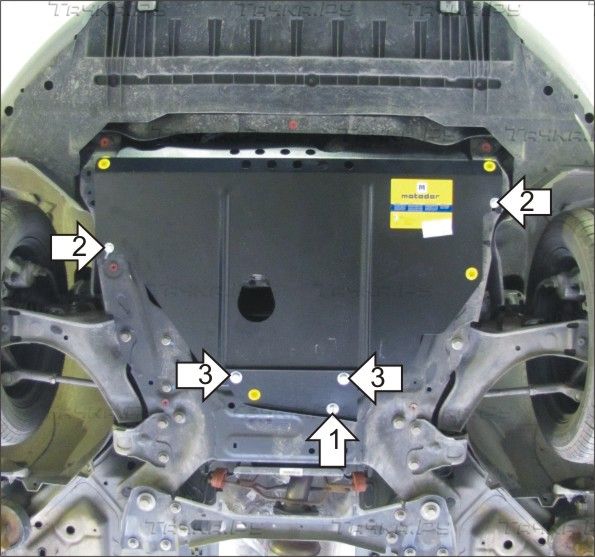 Защита Мотодор для картера, КПП Ford Galaxy II 2007-2015. Артикул 00737