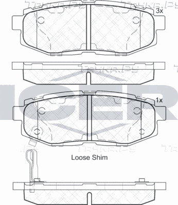 Тормозные колодки Icer задние для Subaru Legacy V 2010-2014. Артикул 182088