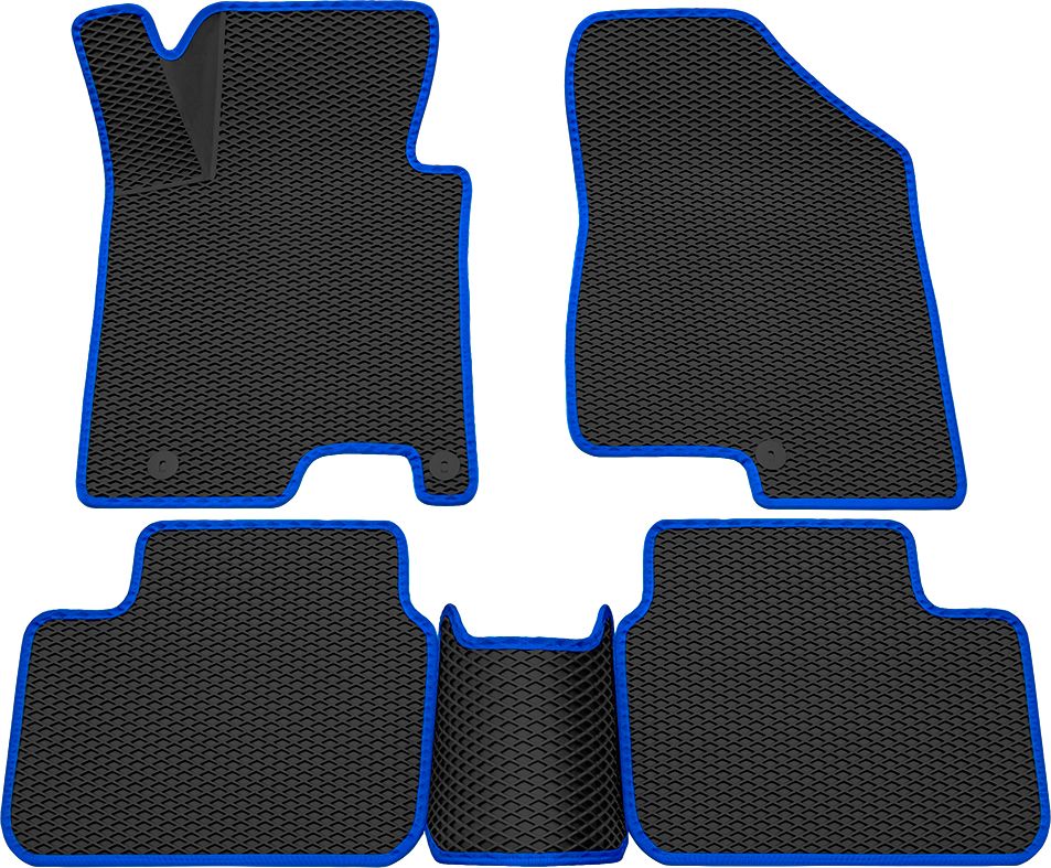 Коврики Rezkon 3D EVA Ромб резиновые для салона Kia Ceed II 2012-2018 Синий кант. Артикул 9221005203