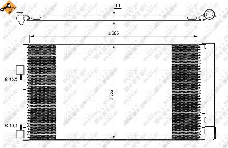 Радиатор кондиционера (конденсатор) NRF (алюминий). Артикул 35890