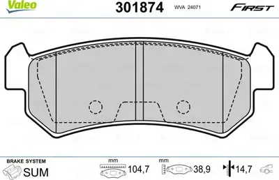К-т дисков. тормоз. колодок (Valeo). Артикул 301874