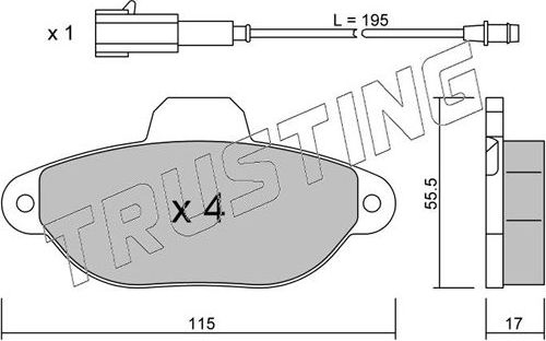 Тормозные колодки Trusting. Артикул 162.2