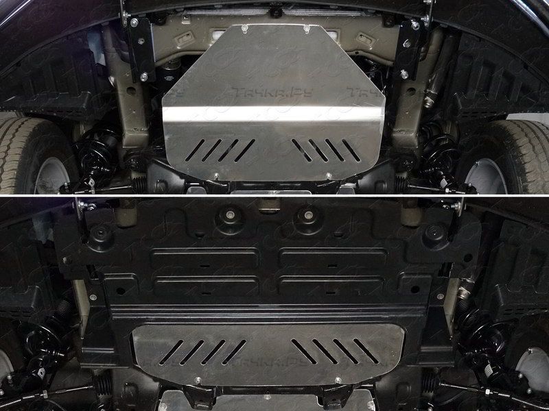 Защита алюминиевая ТСС (4 мм) для картера Hyundai H1 2WD 2018-2026. Артикул ZKTCC00357