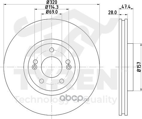 Тормозной диск (Tyren). Артикул TYR1015821