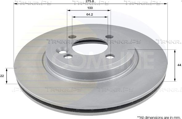 Тормозной диск Comline передний для MINI Hatch I ((R50, R53) 2001-2006. Артикул ADC1713V