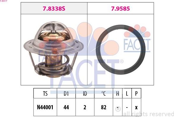 Термостат Facet Made in Italy - OE Equivalent. Артикул 7.8517