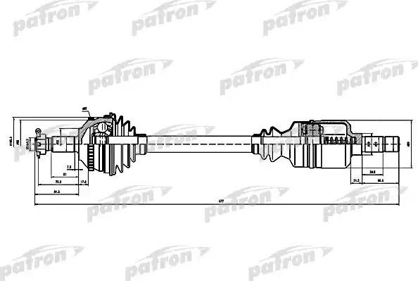 Полуось (привод в сборе, приводной вал) Patron передняя левая для Lancia Zeta 1995-2002. Артикул PDS0144