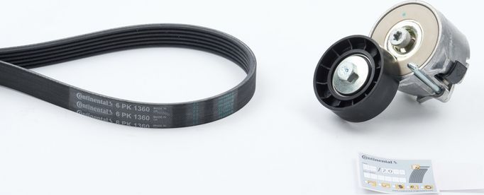 Приводной ремень поликлиновой с роликами (комплект) ContiTech. Артикул 6PK1360K1