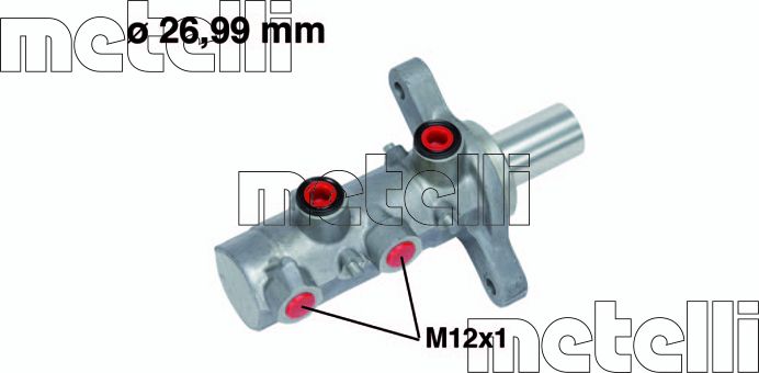 Тормозной цилиндр главный Metelli (алюминий). Артикул 05-0729