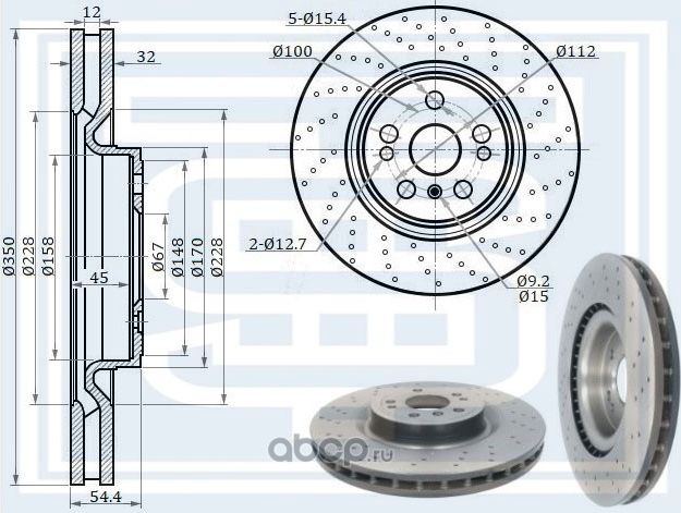 Диск тормозной передний, с перфорацией (Starke). Артикул 172950