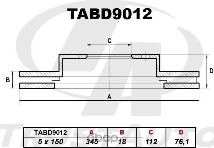 Тормозной диск () (Trustauto). Артикул TABD9012
