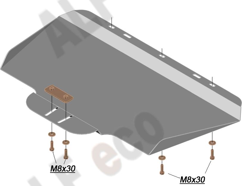 Защита алюминиевая Alfeco для картера Subaru Forester I turbo 1997-2002. Артикул ALF.22.09al