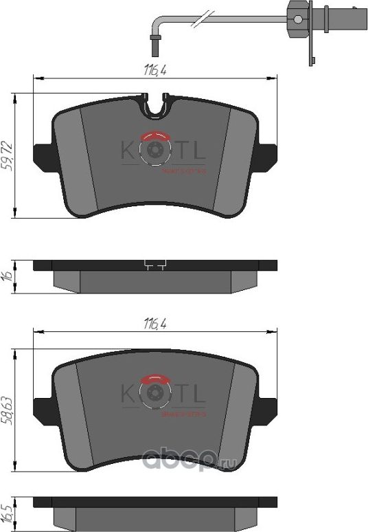 Колодки тормозные дисковые задние к-т с датчиком износа AUDI A6 11-/A7 10- (Kotl). Артикул 1866kt