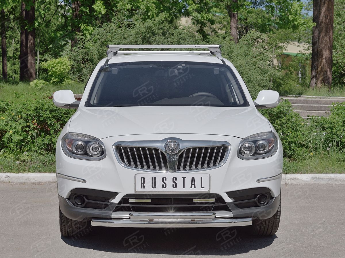 Защита RusStal переднего бампера d63 секции-d42 дуга для Brilliance V5 2014-2026. Артикул BV5Z-002700