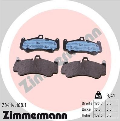 Тормозные колодки Zimmermann передние для Porsche 911 V (996) 2001-2005. Артикул 23414.168.1