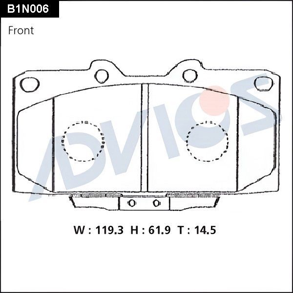 Тормозные колодки Advics передние для Nissan 200SX S14 1993-1999. Артикул B1N006