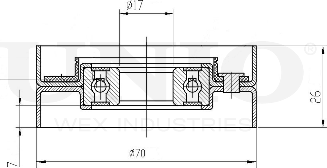 Ролик поликлинового ремня натяжной (Unio). Артикул TNS-10213