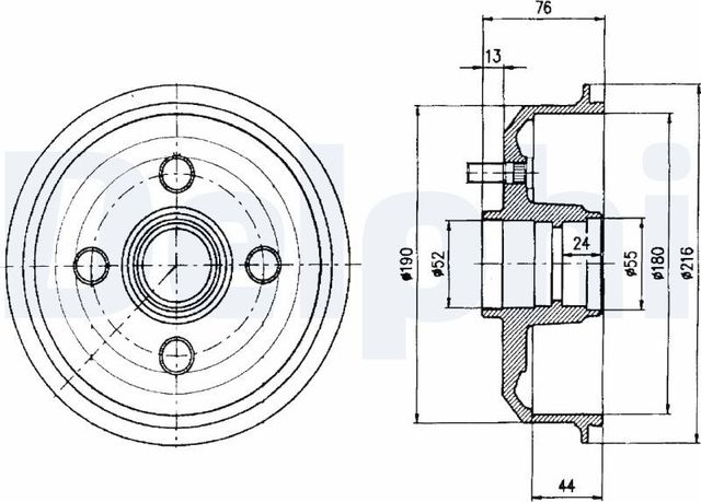 Тормозной барабан Delphi для Ford Fiesta II 1983-1995. Артикул BF229