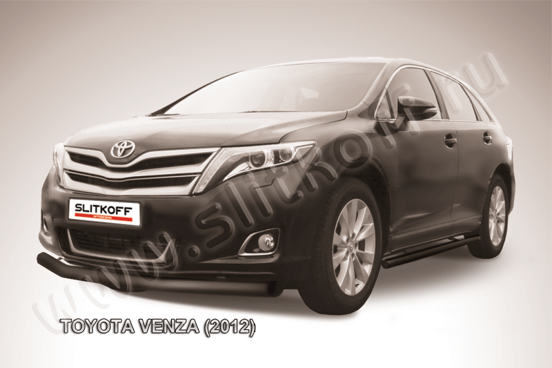 Защита Slitkoff переднего бампера d76 ЧЕРНАЯ матовая для Toyota Venza 2012-2026. Артикул TVEN002B