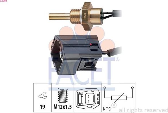 Датчик температуры охлаждающей жидкости Facet Made in Italy - OE Equivalent. Артикул 7.3304