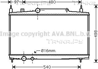Радиатор охлаждения двигателя AVA для Fiat Ulysse II 2002-2003. Артикул PEA2230