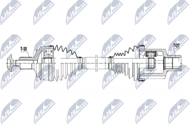 Полуось (привод в сборе, приводной вал) NTY. Артикул NPW-ME-075