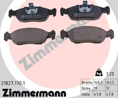 Тормозные колодки Zimmermann. Артикул 21827.170.1