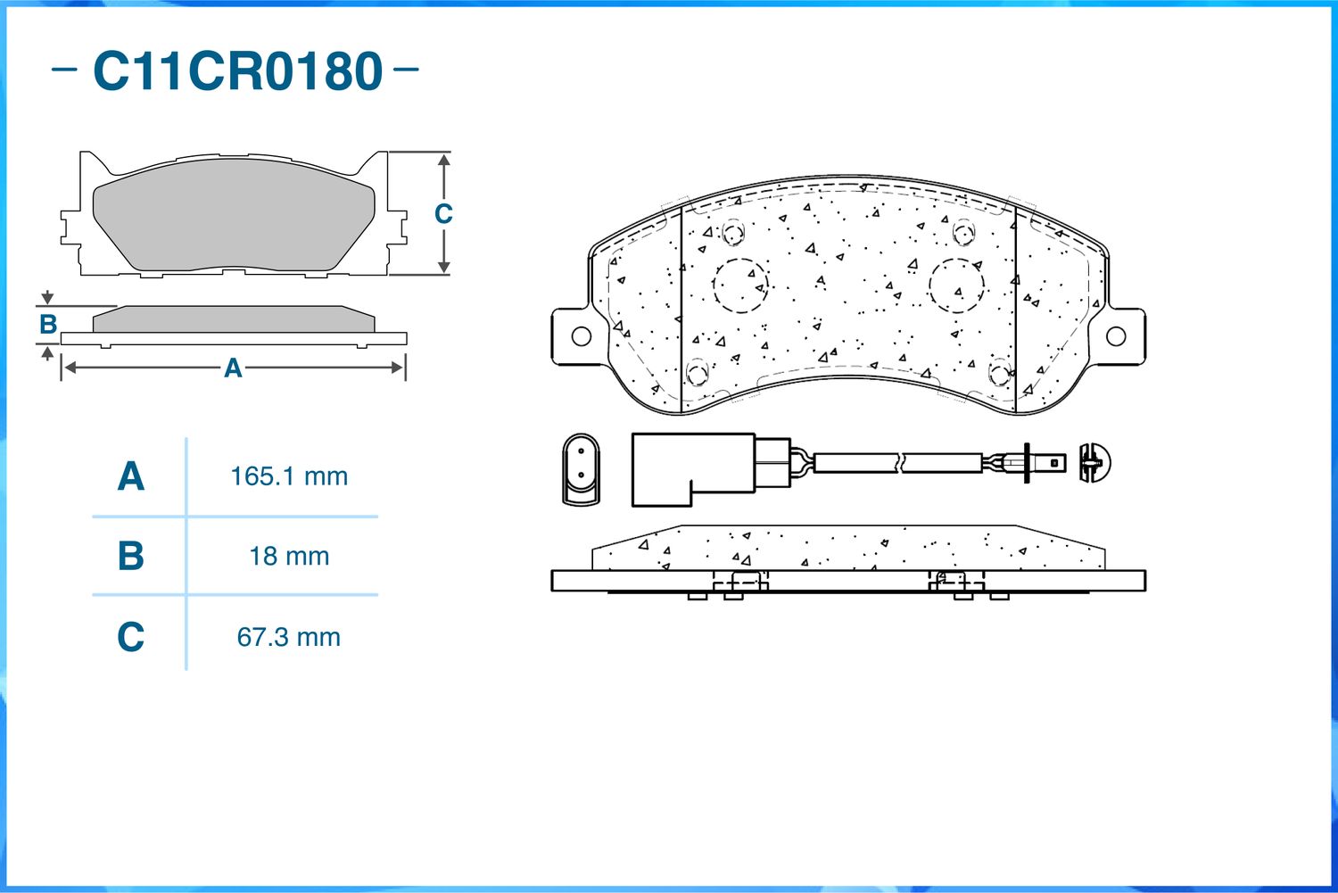 Колодки тормозные передние (Low Metallic) (Cworks). Артикул C11CR0180