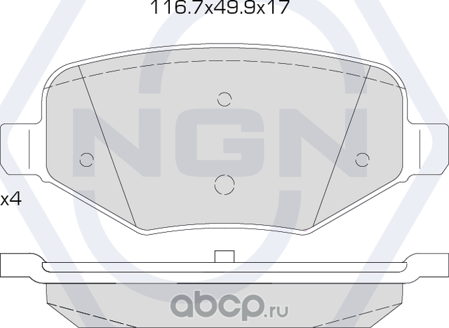 Колодки тормозные керамические, задние (NGN). Артикул 3501289