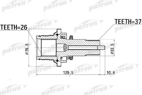 Полуось (привод в сборе, приводной вал) Patron передняя правая для Ford Galaxy I 1995-2006. Артикул PDSV012