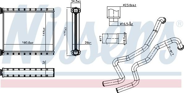 Радиатор отопителя (печки) Nissens для Honda CR-Z 2010-2016. Артикул 707368