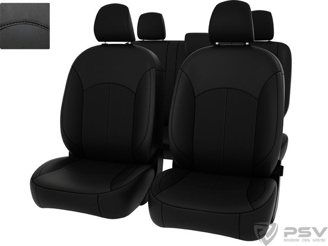 Чехлы PSV Оригинал на сидения для Renault Duster I рестайлинг 2015-2020, цвет Черный/отстрочка черная. Артикул 125777
