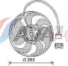 Вентилятор радиатора двигателя AVA (полимерный материал) для Volkswagen Fox I 2005-2009. Артикул VN7533