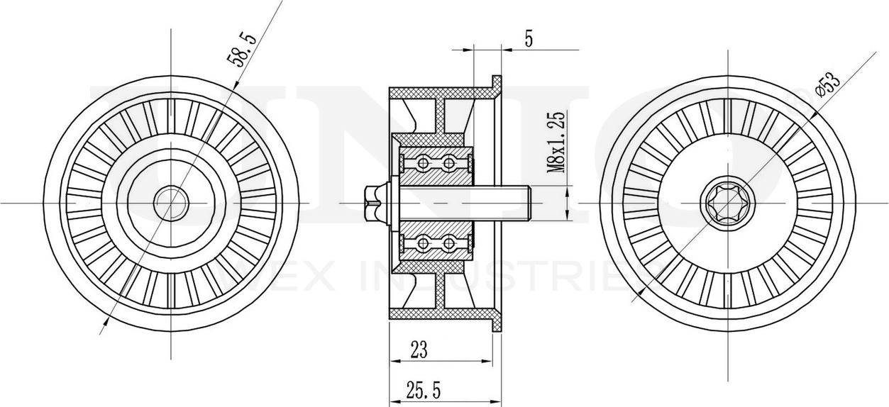 Ролик зубчатого ремня ГРМ направляющий (Unio). Артикул TNS-10165