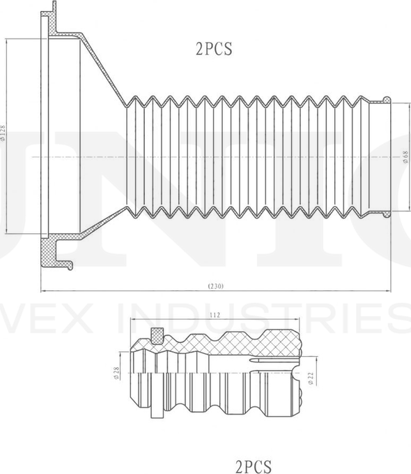 Отбойник и пыльник амортизатора, комплект (Unio). Артикул DUC-50095