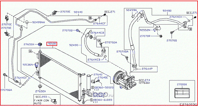 Радиатор кондиционера (конденсатор) Nissan для Nissan Note I 2006-2012. Артикул 92100BH40A